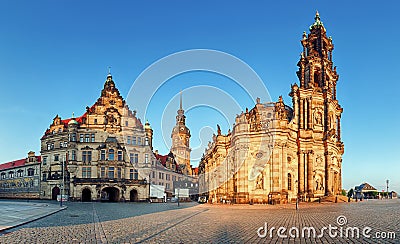Dresden square, Germany, Hofkirche Stock Photo
