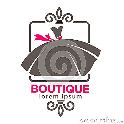 Dress boutique or fashion atelier salon vector icon template Vector Illustration