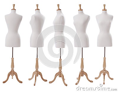 Dress form at various angles isolated on white Stock Photo