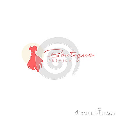 dress girl feminine boutique style fashion modern logo design vector icon illustration template Vector Illustration
