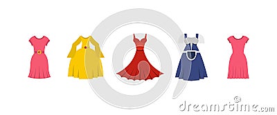 Dress icon set, flat style Vector Illustration