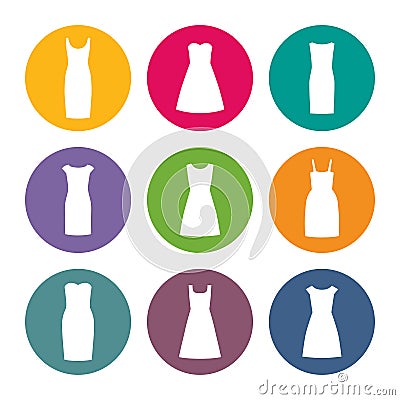 Dress icon set. Vector Illustration