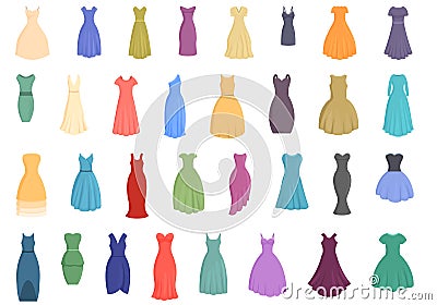 Dress icons set cartoon . Summer beach Stock Photo