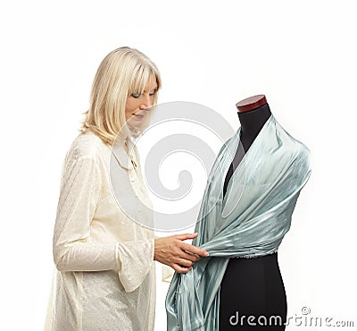 dress maker posing over white Stock Photo