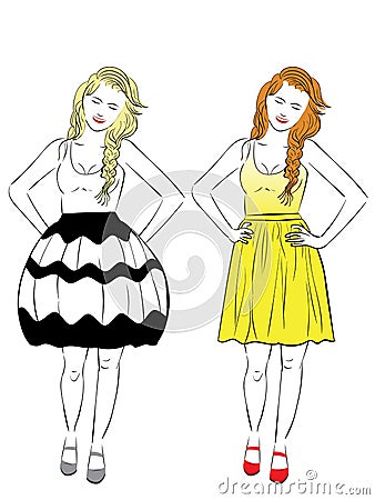 Dress for Pear Body Type Vector Illustration