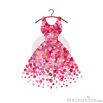 Dress of pink rose petals Vector Illustration