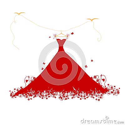 Dress red on hander Vector Illustration