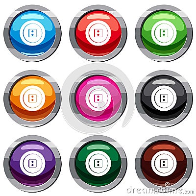 Dress round button set 9 collection Vector Illustration