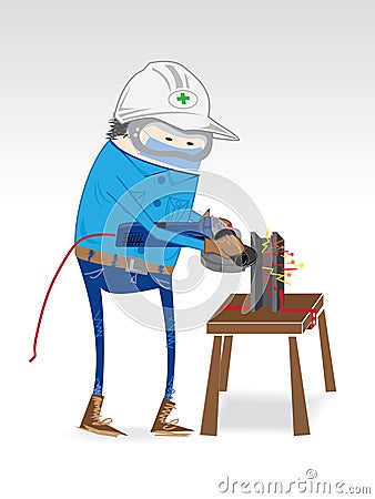 Dress for work grinding steel industry. Stock Photo