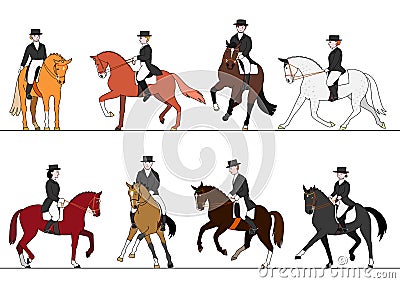 Dressage action set Vector Illustration