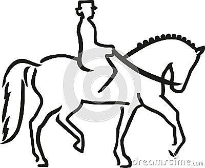 Dressage horse with rider caligraphy Vector Illustration