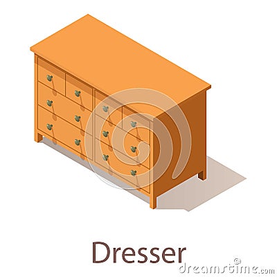 Dresser icon, isometric style. Vector Illustration