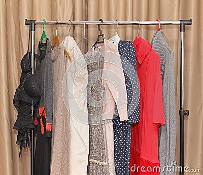 Dresses hangers Stock Photo