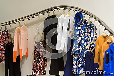 Dresses on hangers Stock Photo