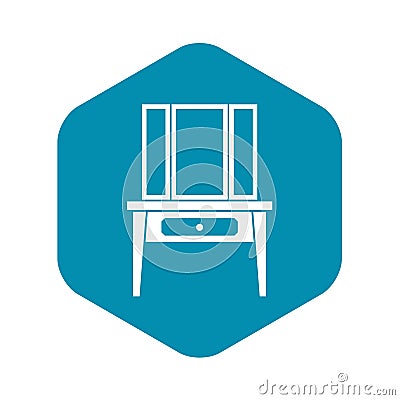 Dressing console, pier-glass icon, simple style Vector Illustration