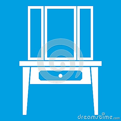 Dressing console, pier-glass icon white Vector Illustration