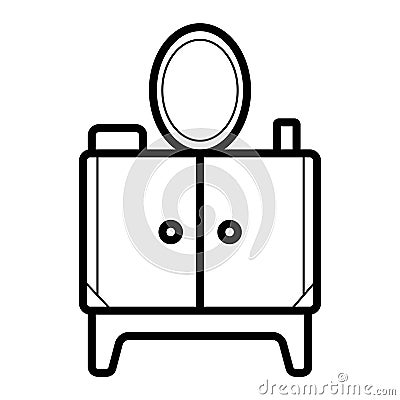 Dressing Table Icon Cartoon Illustration