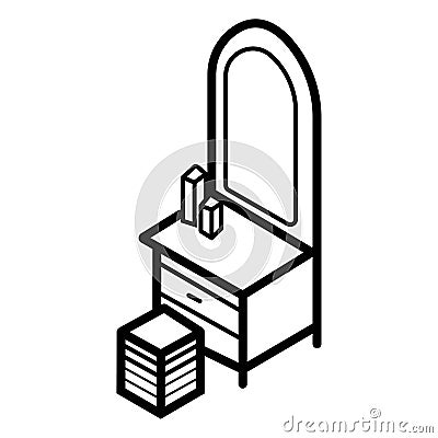 Dressing Table Icon Cartoon Illustration