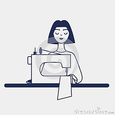 Dressmaker line art Vector Illustration