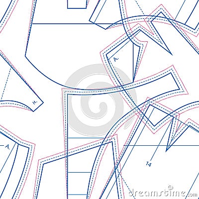 Dressmaking. Circuit pattern clothing. Seamless Pattern Sewing Vector Illustration