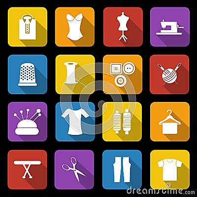 Dressmaking icons Vector Illustration