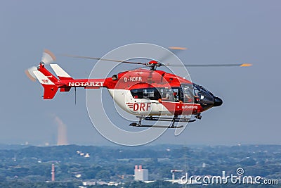 DRF Luftrettung Airbus Helicopters EC145 helicopter Dortmund Airport in Germany Editorial Stock Photo