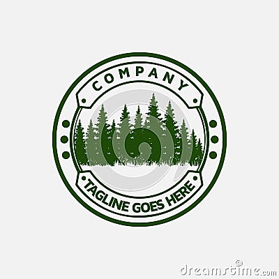 Pine Cedar Spruce Tree Forest Badge Emblem Camp Adventure Logo Design Vector Illustration