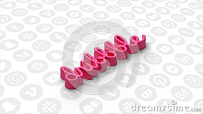 Dribbble icon in pink letters. Motion. A white background on which the platform symbol for designers appears.Use only Editorial Stock Photo