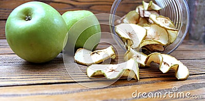 Dried apples slices on the table Stock Photo