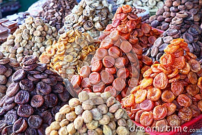 Dried apricots of different colors Stock Photo