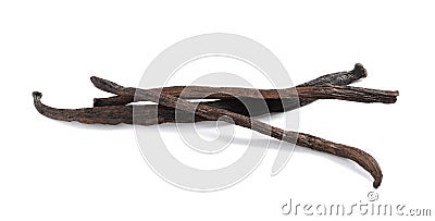 Dried aromatic vanilla sticks on white background Stock Photo