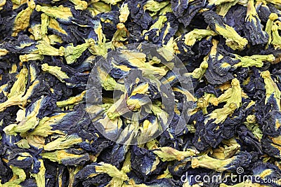Dried butterfly pea flowers Stock Photo