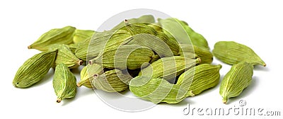 Dried cardamom seeds isolated on white Stock Photo