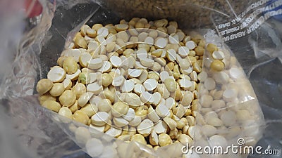 Dried chick peas in a plastic bag Stock Photo