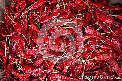 Dried chilli pepper spice asian market Stock Photo