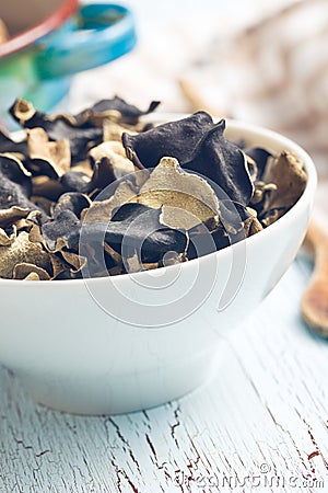 Dried chinese black fungus. Jelly ear Stock Photo