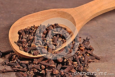 Dried clove in a spoon Stock Photo