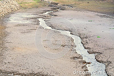 Dried river bed in the desert Stock Photo