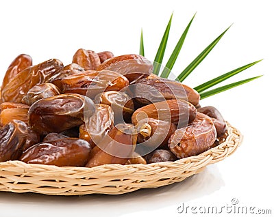 Dried date fruits in a dish Stock Photo