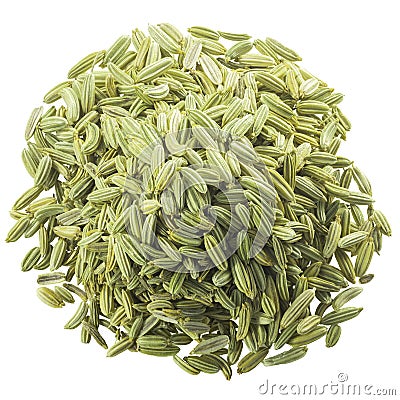 Dried fennel seeds pile, paths, top Stock Photo