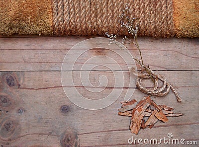 Dried flowers on a harmonious background Japanese style Similar shades Monochromatic image Stock Photo