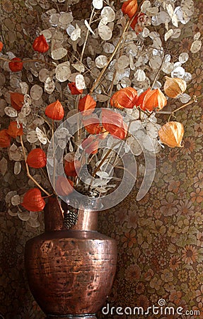 Dried flowers in a vase Stock Photo