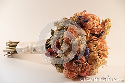 Dried flowers from wedding bouquet Stock Photo