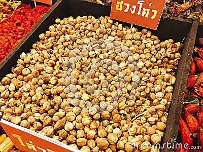 Dried Fructus amoni rotundus or Round cardamon fruit or Bai dou kou. Stock Photo