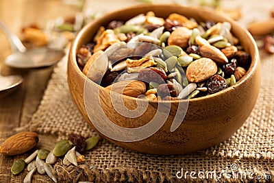 Dried fruit and nuts trail mix Stock Photo