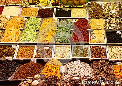 Dried fruits in the market Stock Photo