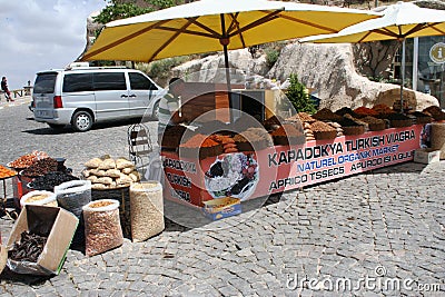 Dried Fruits Seller in Uchisar Editorial Stock Photo