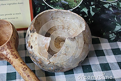 Dried Gourd vessel displayed at Fort Ancient Museum Stock Photo