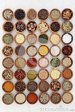 Dried Herb and Spice Collection Stock Photo