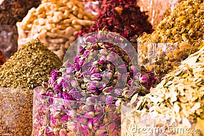 Dried Herbs and Flower spices Editorial Stock Photo